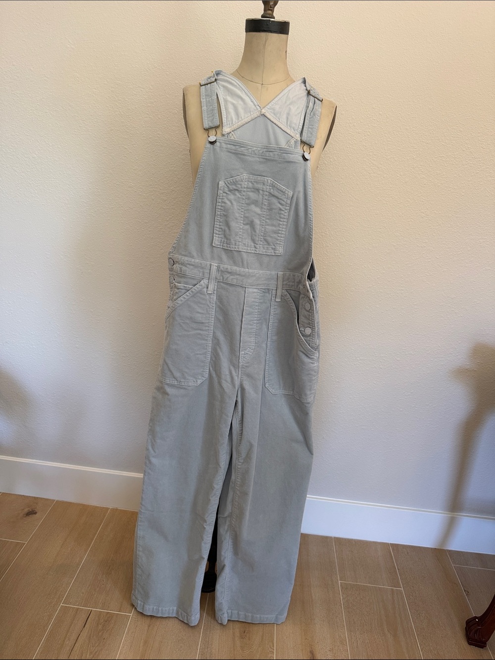 MOTHER Light Blue Corduroy Overalls Jumpsuit